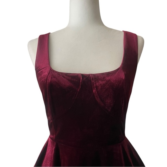 Avec Les Filles Burgundy Size 6 Velvet Mini Sleeveless Dress Romantic Goth - Picture 3 of 12